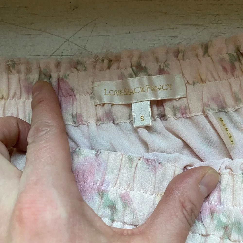 NWOT LoveShackFancy pink floral silk skirt size small - Picture 7 of 7